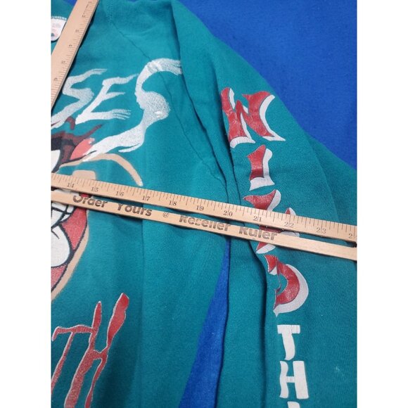 Vintage Taz Refuses To Play Well With Others Wild Thing Sweatshirt L 1995 Teal - Picture 8 of 15